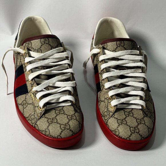 Gucci Other - Gucci Mens GG Supreme Sneakers With Red & Blue Accents Size 7 Leather Canvas